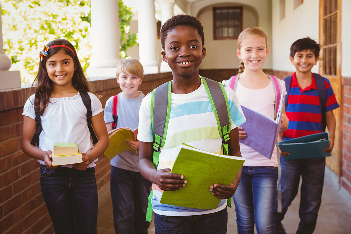 Students with backpacks